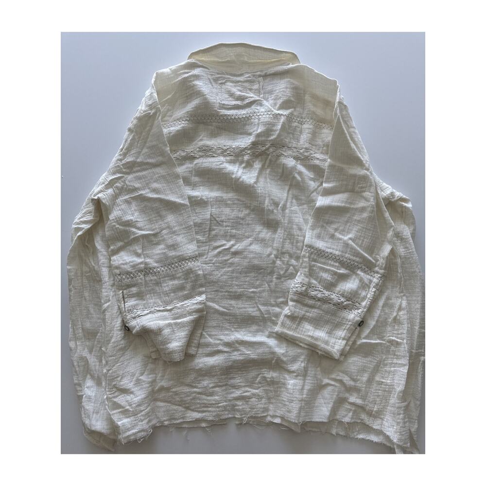 Free People Ranch Wash Shirt We The Free Button Lace Insert Oversize White M NWT - Picture 4 of 8